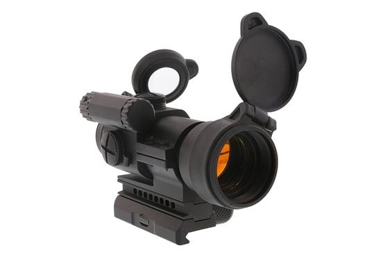 The Aimpoint PRO patrol rifle optic is a rugged red dot sight designed for military, police, and law enforcement use